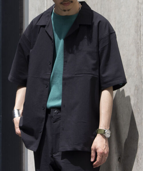 GLOSTER(グロスター)の「《WEB限定》【GLOSTER/グロスター】トロミ ルーズオープンカラーシャツ アソート(柄/無地)(シャツ/ブラウス・メンズ・アイボリー/ブラック/ブラック系その他/グレー系その他/ベージュ系その他・M/L)」の11枚目の写真