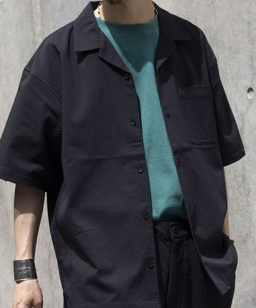 GLOSTER(グロスター)の「《WEB限定》【GLOSTER/グロスター】トロミ ルーズオープンカラーシャツ アソート(柄/無地)(シャツ/ブラウス・メンズ・アイボリー/ブラック/ブラック系その他/グレー系その他/ベージュ系その他・M/L)」の19枚目の写真