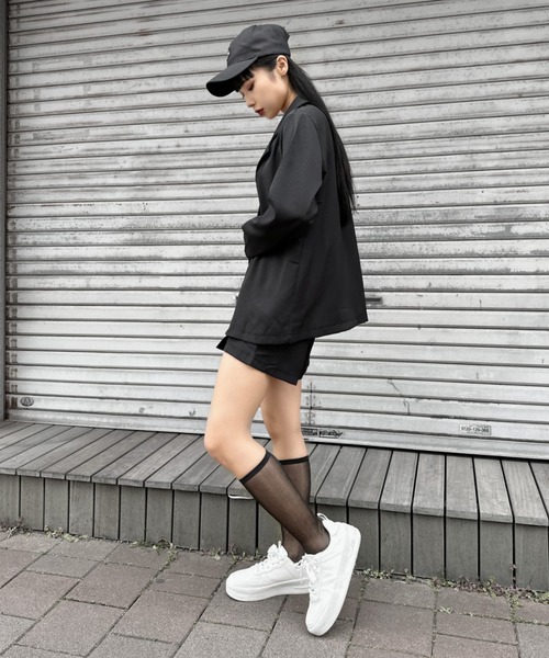 LVEU.（ラブユ.）の「Over jacket & pleated shorts set up / オーバージャケット&プリーツショートパンツセットアップ（セットアップ・レディース・ブラック・FREE）」の8枚目の写真