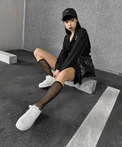 LVEU.（ラブユ.）の「Over jacket & pleated shorts set up / オーバージャケット&プリーツショートパンツセットアップ（セットアップ・レディース・ブラック・FREE）」の9枚目の写真