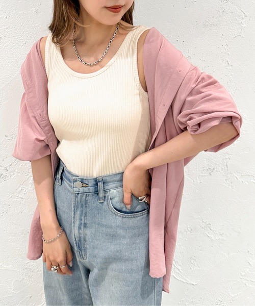 apres jour mignon（アプレジュールミニョン）の「2WAYリブタンクトップ【ZOZOTOWN限定アイテム】（タンクトップ・レディース・オレンジ/ブルー系その他/アイボリー/パープル/ピンク/ブラック/グリーン・X-LARGE/フリー）」の10枚目の写真