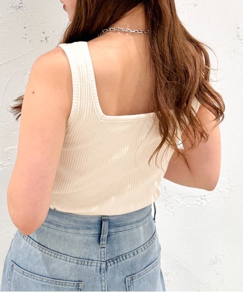 apres jour mignon（アプレジュールミニョン）の「2WAYリブタンクトップ【ZOZOTOWN限定アイテム】（タンクトップ・レディース・オレンジ/ブルー系その他/アイボリー/パープル/ピンク/ブラック/グリーン・X-LARGE/フリー）」の13枚目の写真