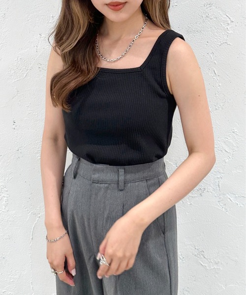 apres jour mignon（アプレジュールミニョン）の「2WAYリブタンクトップ【ZOZOTOWN限定アイテム】（タンクトップ・レディース・オレンジ/ブルー系その他/アイボリー/パープル/ピンク/ブラック/グリーン・X-LARGE/フリー）」の18枚目の写真