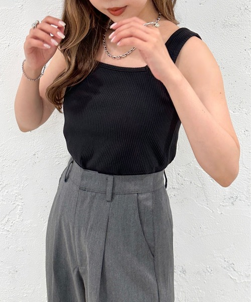 apres jour mignon（アプレジュールミニョン）の「2WAYリブタンクトップ【ZOZOTOWN限定アイテム】（タンクトップ・レディース・オレンジ/ブルー系その他/アイボリー/パープル/ピンク/ブラック/グリーン・X-LARGE/フリー）」の19枚目の写真