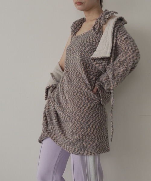design shoulder knit tunic【SANSeLF】sew23a001(ワンピース)|SANSeLF(サンセルフ) design shoulder knit tunic【SANSeLF】sew23a001(ワンピース)|SANSeLF(サンセルフ)