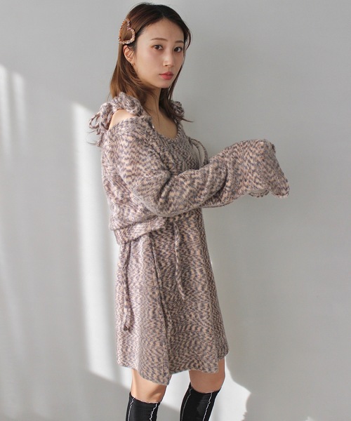 design shoulder knit tunic【SANSeLF】sew23a001(ワンピース)|SANSeLF(サンセルフ) design shoulder knit tunic【SANSeLF】sew23a001(ワンピース)|SANSeLF(サンセルフ)