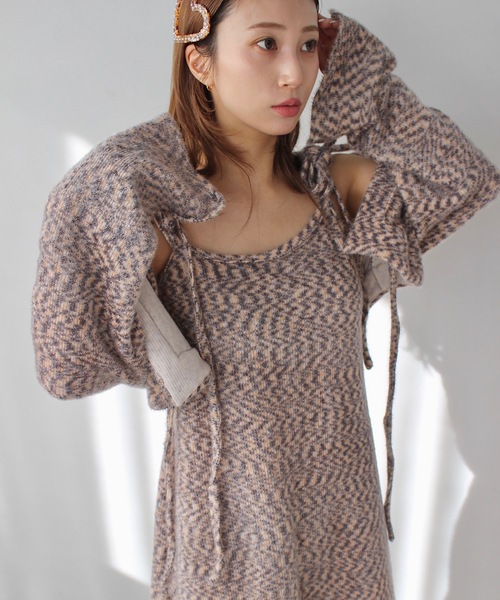 design shoulder knit tunic【SANSeLF】sew23a001(ワンピース)|SANSeLF(サンセルフ) design shoulder knit tunic【SANSeLF】sew23a001(ワンピース)|SANSeLF(サンセルフ)