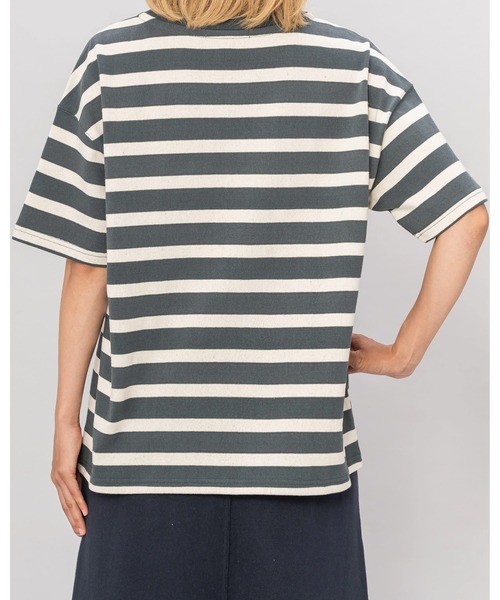 U.S. POLO ASSN.(ユーエスポロアッスン)の「日本製【U.S.POLO ASSN.】ユーエスポロ アッスン リサイクルコットンボーダーTシャツ PLL23208BD(Tシャツ/カットソー・レディース・ベージュ系/ブラック系/グリーン系・M/L/LL)」の4枚目の写真