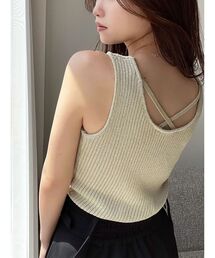 バッククロスニットタンクトップス
