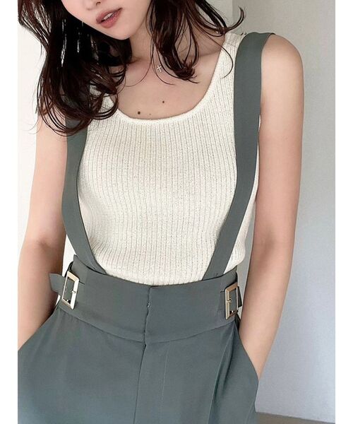 RESEXXY（リゼクシー）の「バッククロスニットタンクトップス（タンクトップ・レディース・アイボリー/ブラック/グリーン・FREE）」の2枚目の写真