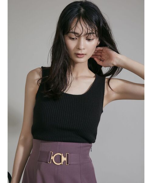 RESEXXY（リゼクシー）の「バッククロスニットタンクトップス（タンクトップ・レディース・アイボリー/ブラック/グリーン・FREE）」の9枚目の写真