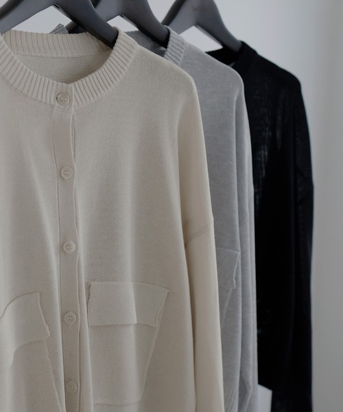 hellam（へラム）の「カーゴポケット カーディガン（カーディガン/ボレロ・レディース・ブラック/オフホワイト/杢グレー/シルバー/ブラウン/レッド・FREE）」の8枚目の写真