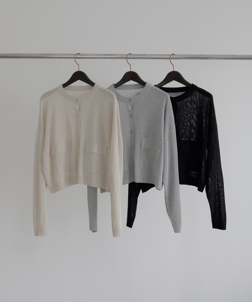 hellam（へラム）の「カーゴポケット カーディガン（カーディガン/ボレロ・レディース・ブラック/オフホワイト/杢グレー/シルバー/ブラウン/レッド・FREE）」の7枚目の写真