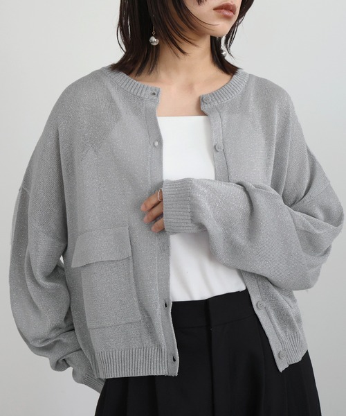 hellam（へラム）の「カーゴポケット カーディガン（カーディガン/ボレロ・レディース・ブラック/オフホワイト/杢グレー/シルバー/ブラウン/レッド・FREE）」の16枚目の写真