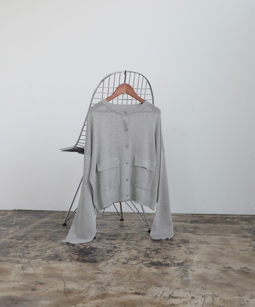 hellam（へラム）の「カーゴポケット カーディガン（カーディガン/ボレロ・レディース・ブラック/オフホワイト/杢グレー/シルバー/ブラウン/レッド・FREE）」の10枚目の写真