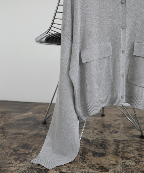 hellam（へラム）の「カーゴポケット カーディガン（カーディガン/ボレロ・レディース・ブラック/オフホワイト/杢グレー/シルバー/ブラウン/レッド・FREE）」の9枚目の写真