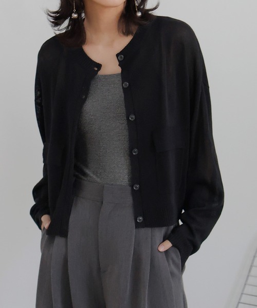 hellam（へラム）の「カーゴポケット カーディガン（カーディガン/ボレロ・レディース・ブラック/オフホワイト/杢グレー/シルバー/ブラウン/レッド・FREE）」の22枚目の写真