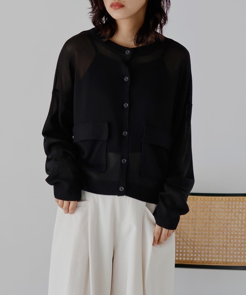 hellam（へラム）の「カーゴポケット カーディガン（カーディガン/ボレロ・レディース・ブラック/オフホワイト/杢グレー/シルバー/ブラウン/レッド・FREE）」の19枚目の写真