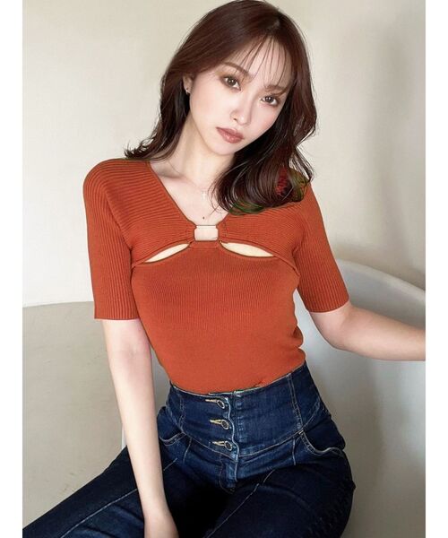 RESEXXY（リゼクシー）の「バストポイントニットトップス（ニット/セーター・レディース・ブラック/オレンジ/ベージュ・FREE）」の8枚目の写真