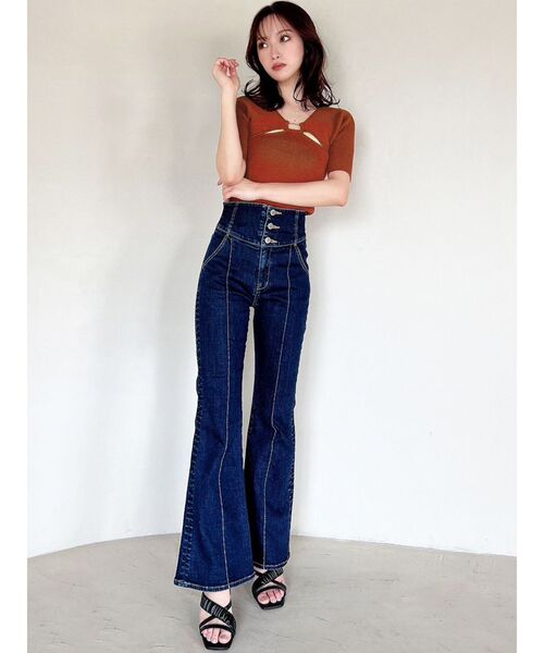 RESEXXY（リゼクシー）の「バストポイントニットトップス（ニット/セーター・レディース・ブラック/オレンジ/ベージュ・FREE）」の10枚目の写真