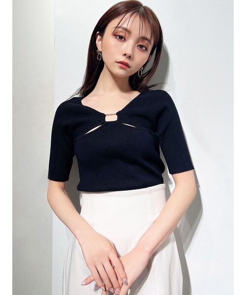 RESEXXY（リゼクシー）の「バストポイントニットトップス（ニット/セーター・レディース・ブラック/オレンジ/ベージュ・FREE）」の12枚目の写真