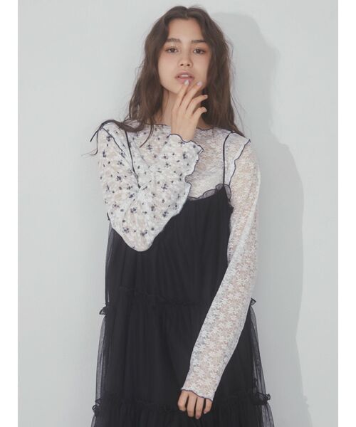 merry jenny（メリージェニー）の「レースコンビメロウTOPS（Tシャツ/カットソー・レディース・アイボリー/ピンク/オフホワイト・FREE）」の5枚目の写真