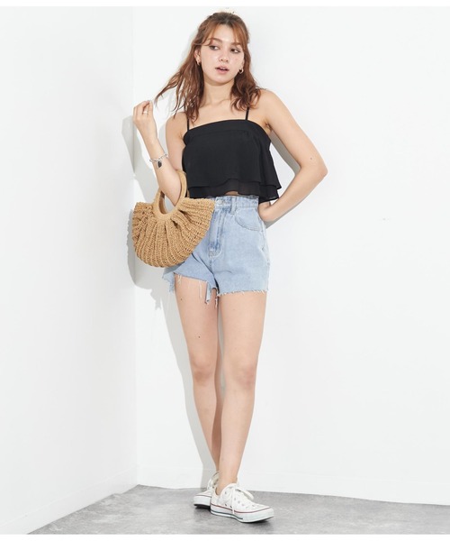 ANAP（アナップ）の「ダブルフリルプリーツセットアップ（つなぎ/オールインワン・レディース・ブラック/ブルー/ライトグレー・FREE）」の11枚目の写真