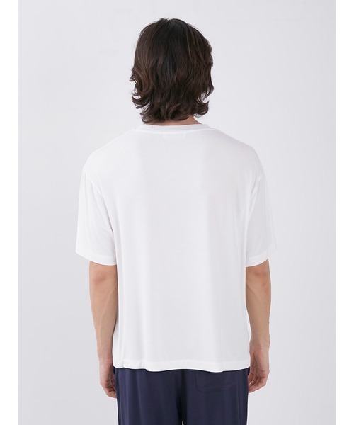 gelato pique（ジェラートピケ）の「【HOMME】 エッグアンドソルジャーズレーヨンロゴTシャツ（ルームウェア/パジャマ・メンズ・オフホワイト/ネイビー・MEDIUM/LARGE）」の10枚目の写真