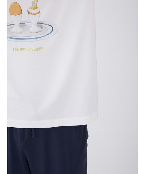 gelato pique（ジェラートピケ）の「【HOMME】 エッグアンドソルジャーズレーヨンロゴTシャツ（ルームウェア/パジャマ・メンズ・オフホワイト/ネイビー・MEDIUM/LARGE）」の14枚目の写真