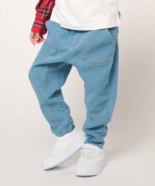 Moujonjon(ムージョンジョン)の「ストレート・テーパードデニム長パンツ(デニムパンツ・キッズ・ネイビー/ブルー・100/90/110/140/130/120)」の2枚目の写真