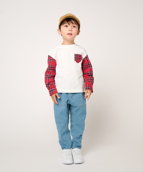 Moujonjon(ムージョンジョン)の「ストレート・テーパードデニム長パンツ(デニムパンツ・キッズ・ネイビー/ブルー・100/90/110/140/130/120)」の14枚目の写真