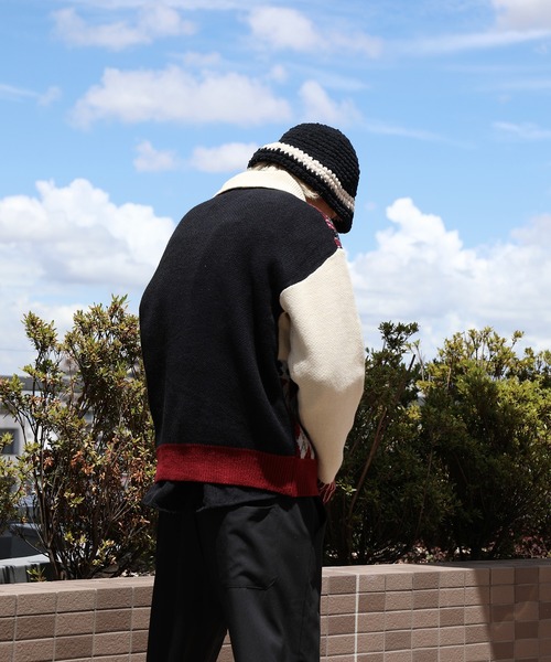 HOOK（フック）の「HOOK -original-　古着風 レトロ調 配色 アーガイル柄ポロ襟ニット（ニット/セーター・メンズ・レッド/ブルー/グリーン・M/L/XL）」の20枚目の写真