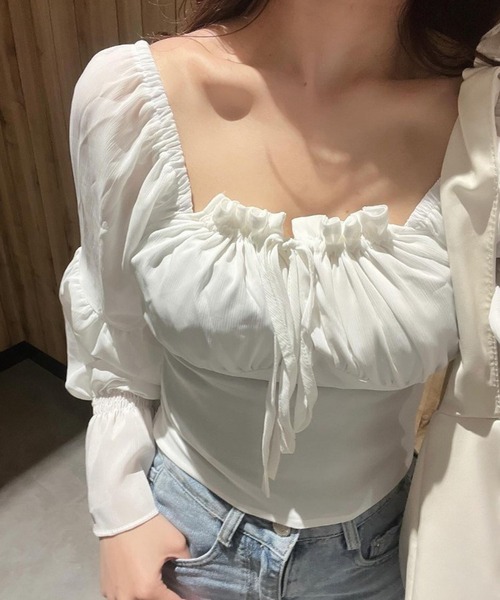 ROOPTOKYO（ループトウキョウ）の「▲キャンディースリーブリボンブラウス（シャツ/ブラウス・レディース・ホワイト/ベージュ・FREE）」の3枚目の写真