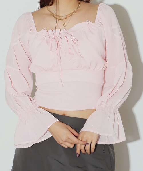 ROOPTOKYO（ループトウキョウ）の「▲キャンディースリーブリボンブラウス（シャツ/ブラウス・レディース・ホワイト/ベージュ・FREE）」の14枚目の写真