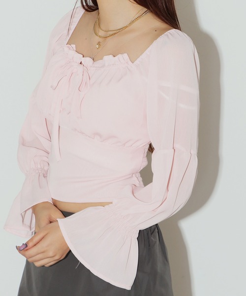 ROOPTOKYO（ループトウキョウ）の「▲キャンディースリーブリボンブラウス（シャツ/ブラウス・レディース・ホワイト/ベージュ・FREE）」の12枚目の写真