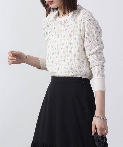 JEMORGAN（ジェーイーモーガン）の「JEMORGAN ワッフル花柄ラグランロンＴ（パック入り）（Tシャツ/カットソー・レディース・ピンク/サックスブルー/ラベンダー/ストライプ/パープル/ベージュ系その他・F）」の3枚目の写真