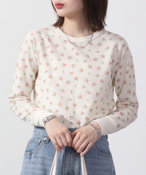 rosy monster 長袖フラワーワッフルカットソー rosy monster 長袖フラワーワッフルカットソー