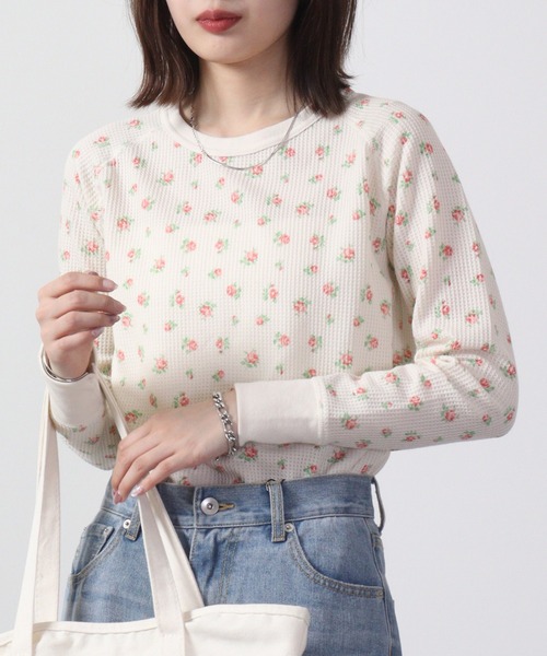 セール】JEMORGAN ワッフル花柄ラグランロンT（パック入り）（Tシャツ