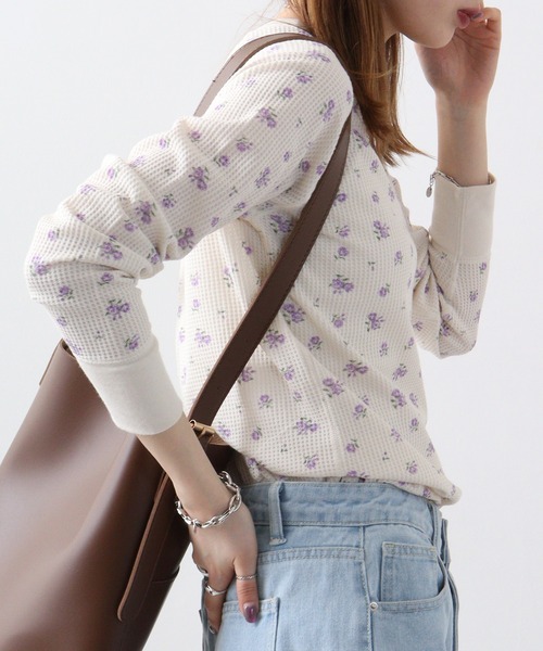 JEMORGAN（ジェーイーモーガン）の「JEMORGAN ワッフル花柄ラグランロンＴ（パック入り）（Tシャツ/カットソー・レディース・ピンク/サックスブルー/ラベンダー/ストライプ/パープル/ベージュ系その他・F）」の8枚目の写真