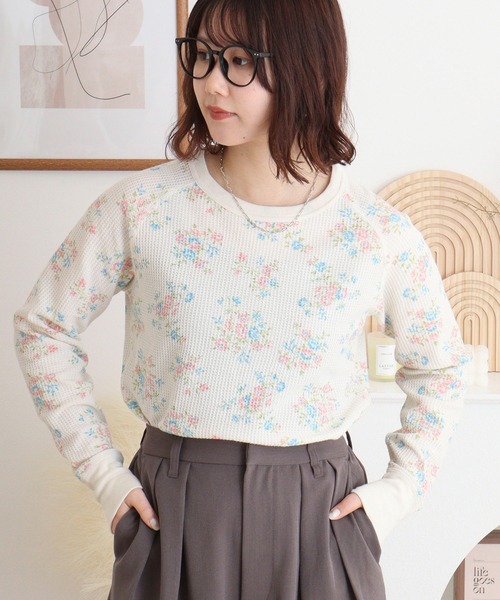 JEMORGAN（ジェーイーモーガン）の「JEMORGAN ワッフル花柄ラグランロンＴ（パック入り）（Tシャツ/カットソー・レディース・ピンク/サックスブルー/ラベンダー/ストライプ/パープル/ベージュ系その他・F）」の20枚目の写真