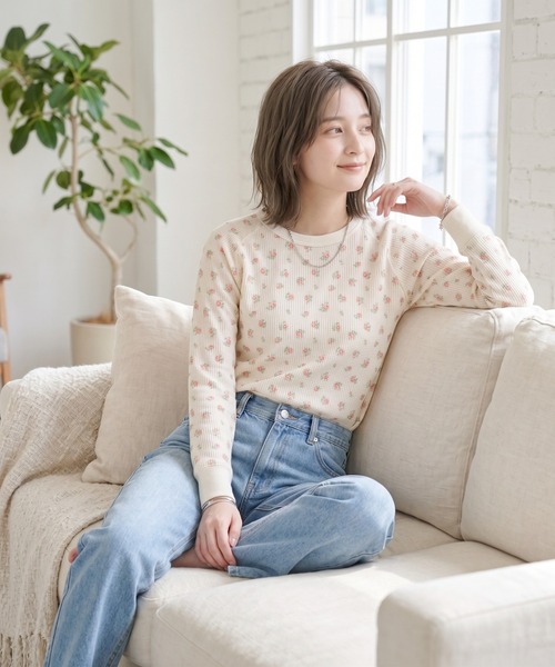 JEMORGAN(ジェーイーモーガン)の「JEMORGAN ワッフル花柄ラグランロンT(パック入り)(Tシャツ/カットソー・レディース・ピンク/サックスブルー/ラベンダー/ストライプ/パープル/ベージュ系その他/ブラック・F)」の21枚目の写真