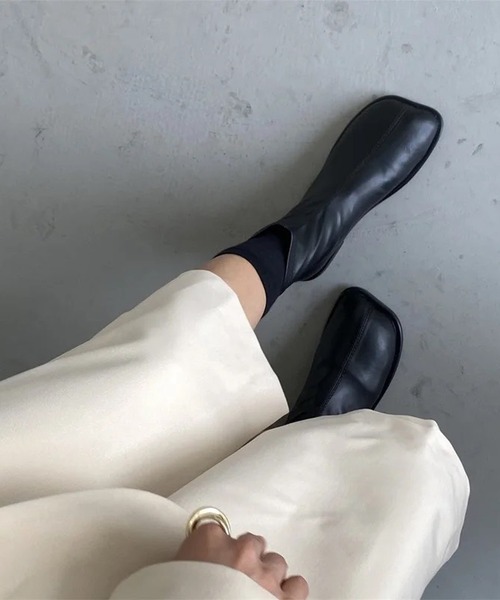 Port（ポート）の「【 Port / ポート 】 スクエアトゥ バックジップ ショートブーツ #（ブーツ・レディース・ブラウン/ブラック・39/38）」の6枚目の写真