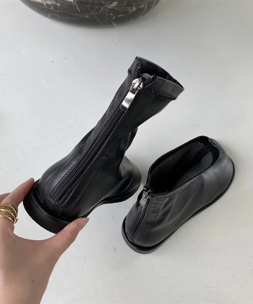 Port（ポート）の「【 Port / ポート 】 スクエアトゥ バックジップ ショートブーツ #（ブーツ・レディース・ブラウン/ブラック・39/38）」の11枚目の写真