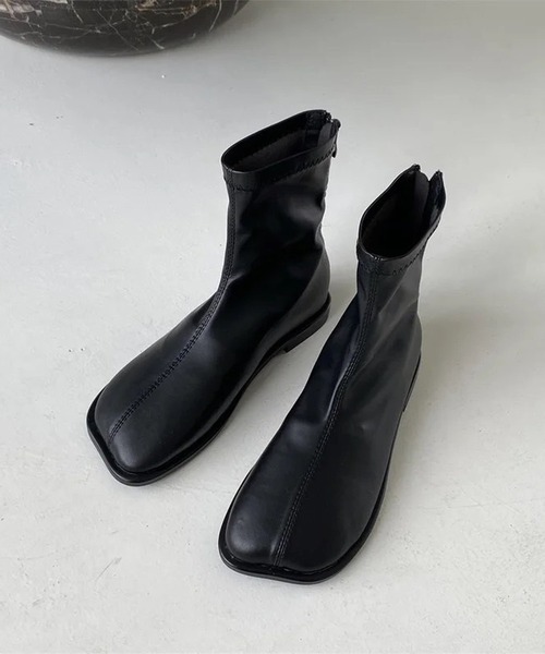 Port（ポート）の「【 Port / ポート 】 スクエアトゥ バックジップ ショートブーツ #（ブーツ・レディース・ブラウン/ブラック・39/38）」の9枚目の写真