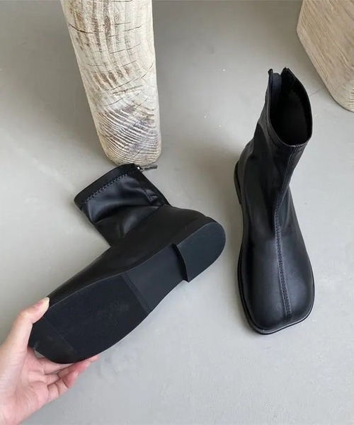 Port（ポート）の「【 Port / ポート 】 スクエアトゥ バックジップ ショートブーツ #（ブーツ・レディース・ブラウン/ブラック・39/38）」の10枚目の写真