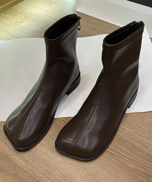 セール】【 Port / ポート 】 スクエアトゥ バックジップ ショート