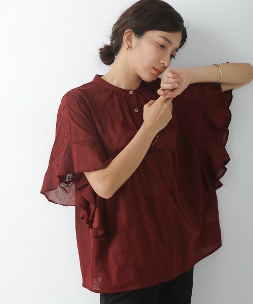 Bou Jeloud（ブージュルード）の「袖フリルブラウス（シャツ/ブラウス・レディース・ブラック/イエロー/アイボリー/ワイン/グリーン/オレンジ・FREE）」の5枚目の写真