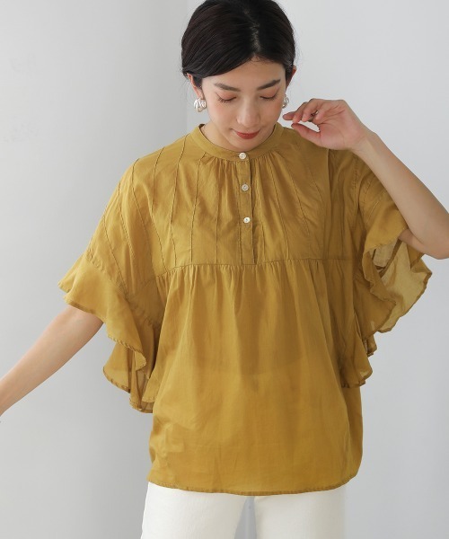 Bou Jeloud（ブージュルード）の「袖フリルブラウス（シャツ/ブラウス・レディース・ブラック/イエロー/アイボリー/ワイン/グリーン/オレンジ・FREE）」の4枚目の写真