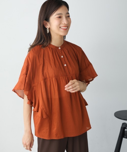 Bou Jeloud（ブージュルード）の「袖フリルブラウス（シャツ/ブラウス・レディース・ブラック/イエロー/アイボリー/ワイン/グリーン/オレンジ・FREE）」の6枚目の写真