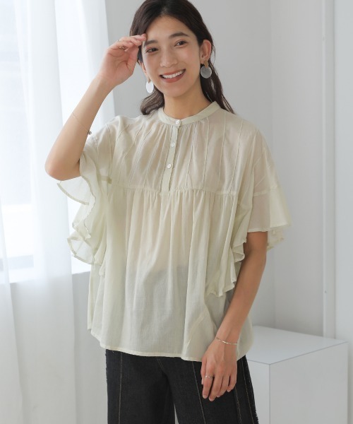 Bou Jeloud（ブージュルード）の「袖フリルブラウス（シャツ/ブラウス・レディース・ブラック/イエロー/アイボリー/ワイン/グリーン/オレンジ・FREE）」の7枚目の写真